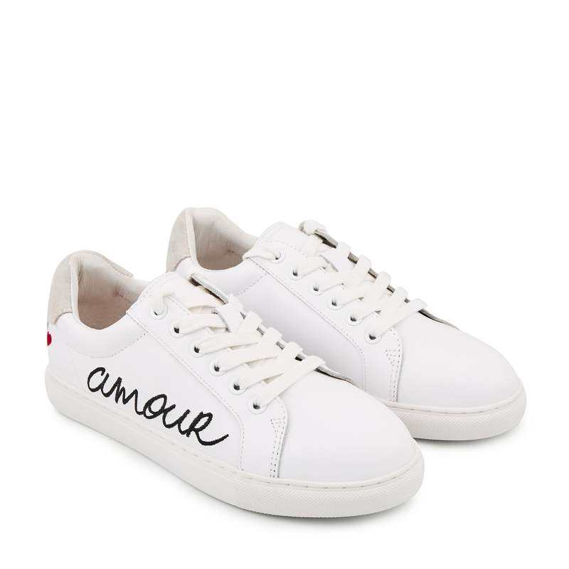 Baskets en cuir Simone amour blanc/noir