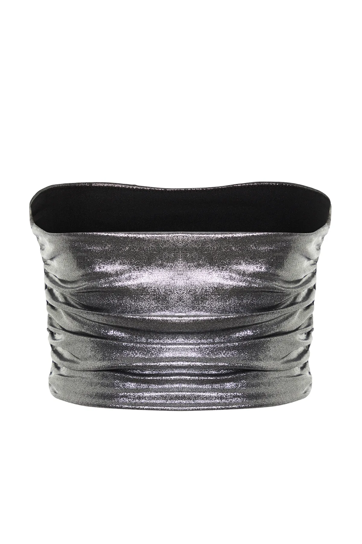Trendyol Collection  Anthrazitfarbenes Crop-Bustier im Metallic-Look TPRSS24BS00012