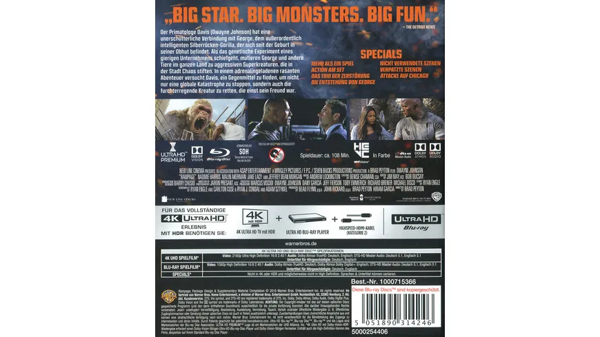 Rampage - Big Meets Bigger  (4K Ultra HD) (+ Blu-ray 2D)