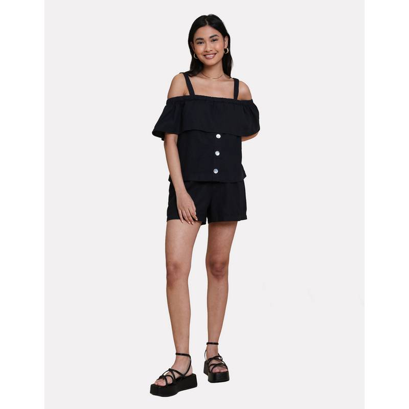 Threadbare THB Aspen Linen Bardot Top Tanktop Damen