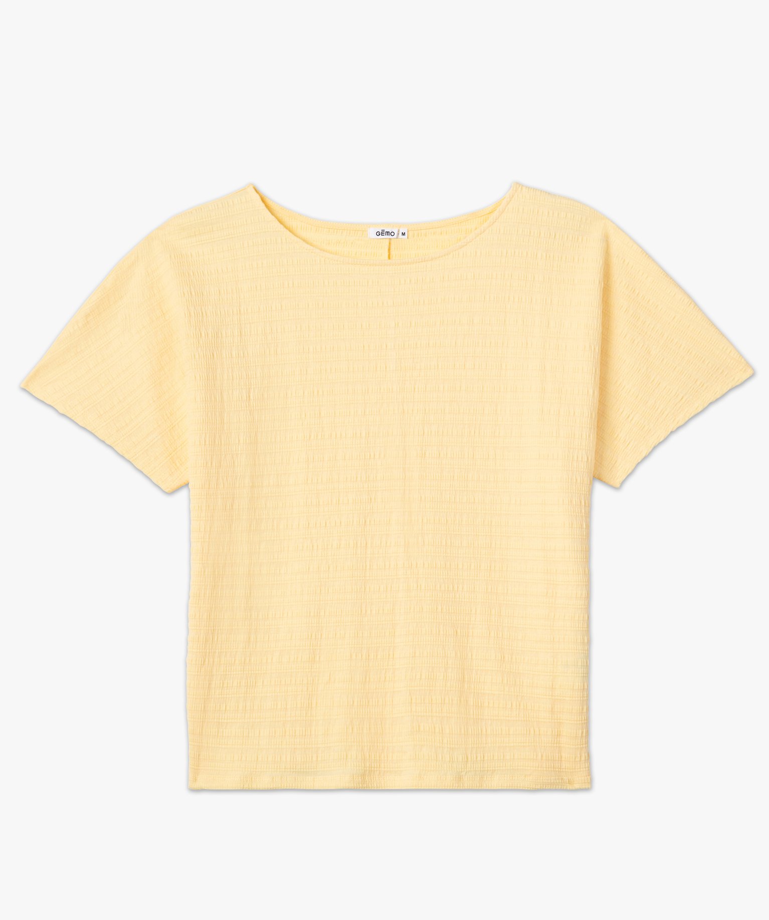 Tee-shirt femme à manches courtes en maille texturée jaune | GEMO