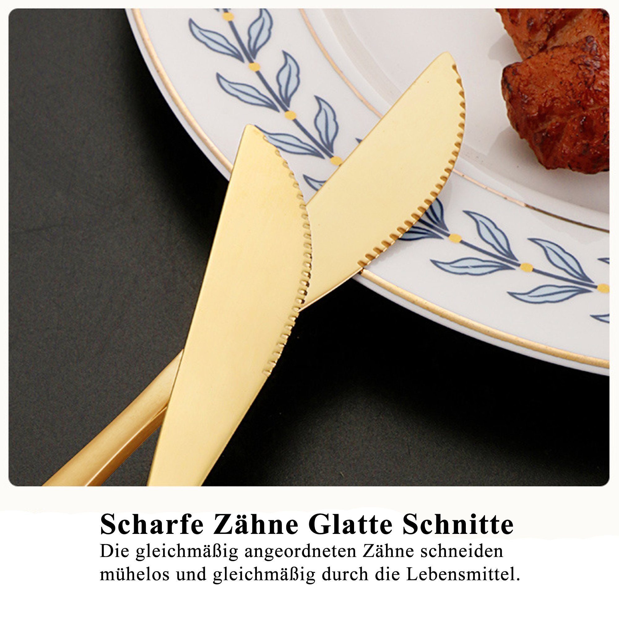 Vbrisi Besteck-Set Besteckset,30 Stück Edelstahl Besteck Set 6 Personen,Spiegelpoliert, Geeignet für Haus Restaurants Bankette Hochzeiten, spülmaschinenfest