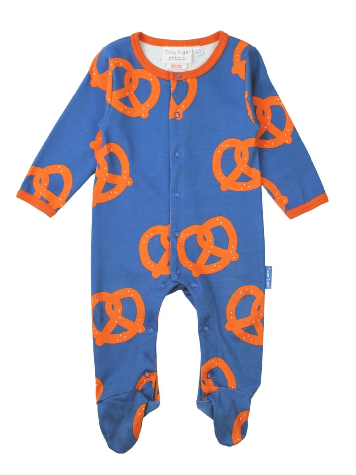 Toby Tiger Schlafanzug mit Brezel Print in blau günstig kaufen