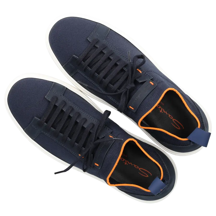 Santoni - Sneaker low 21540 Kalbsleder Textil - blau