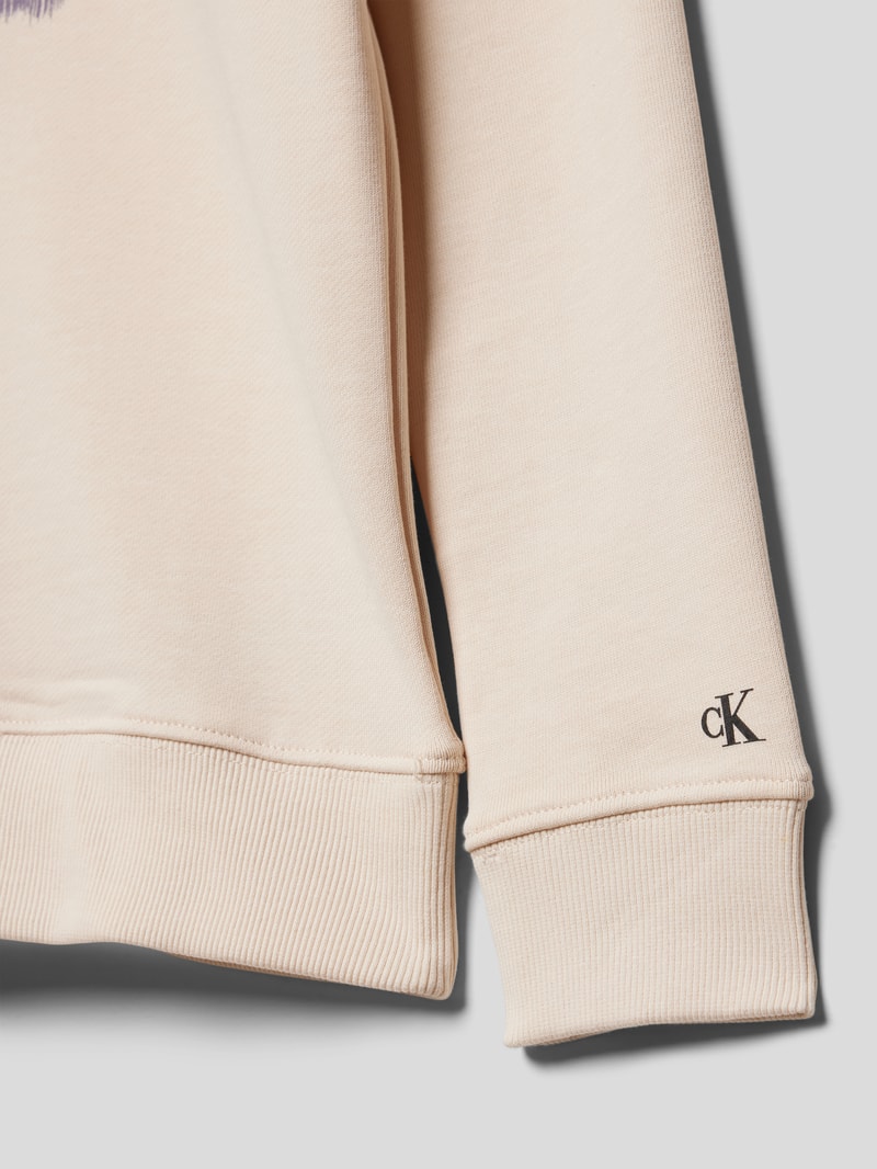 Hoodie mit Label-Print in hellgrau melange