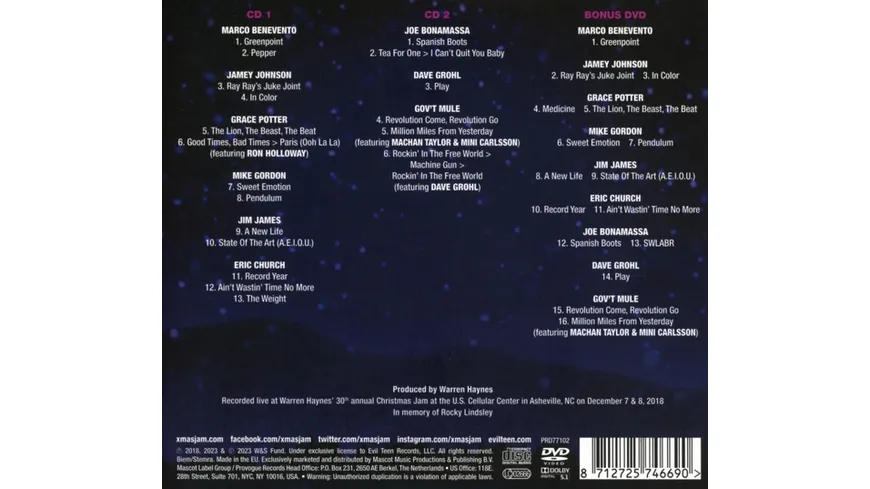 Warren Haynes Presents: The Benefit Concert Vol.20 2CD+DVD Digisleeve