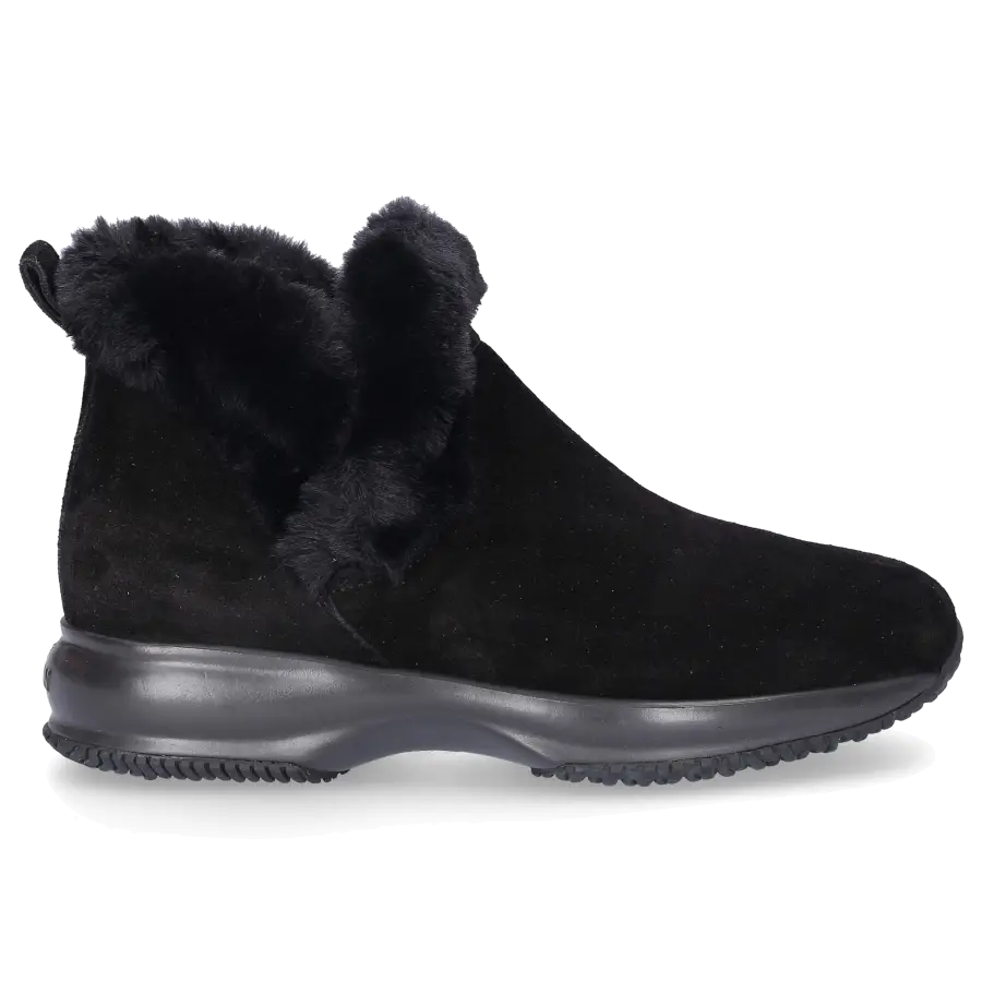 Hogan - Stiefeletten INTERACTIVE SLIPON Veloursleder Fellschaft schwarz - schwarz