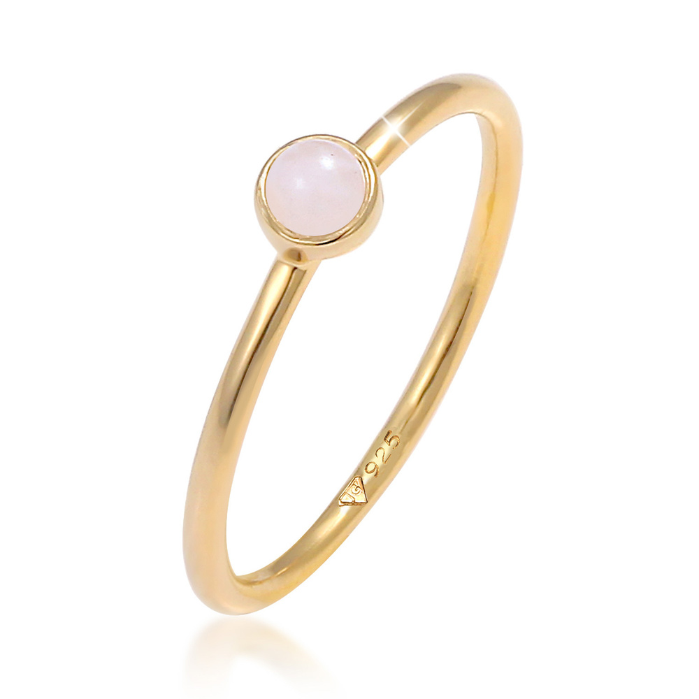 Elli Elli Bague Femmes Pile Basique Minimaliste avec Quartz Rose en Argent Sterling 92 Bague