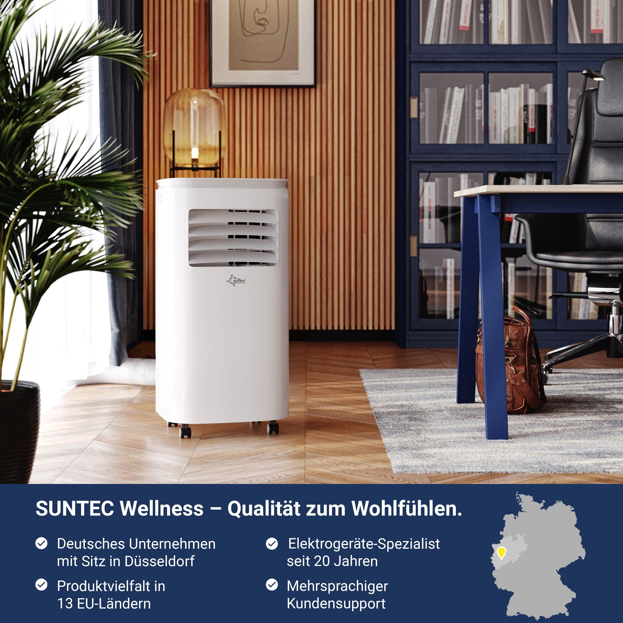 Suntec Wellness 3-in-1-Klimagerät Freeze 9.000, Mobile Klimaanlage für Räume bis 80 m³, Kühler & Entfeuchter