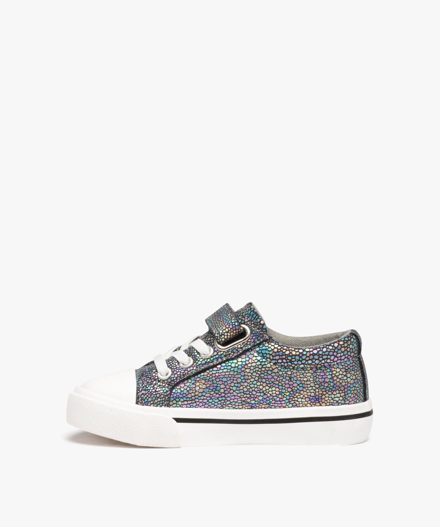 Baskets fille en toile irisée avec semelle à liseré coloré multicolore | GEMO