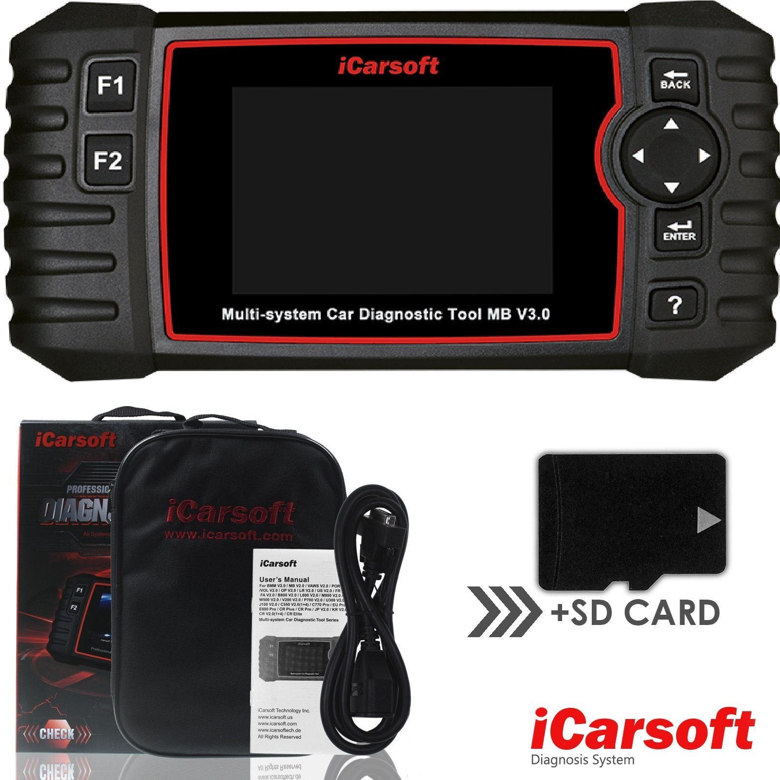 iCarsoft OBD2-Diagnosegerät MB V3.0 Auslesen, Wartung und Service für Mercedes, Sprinter, Smart