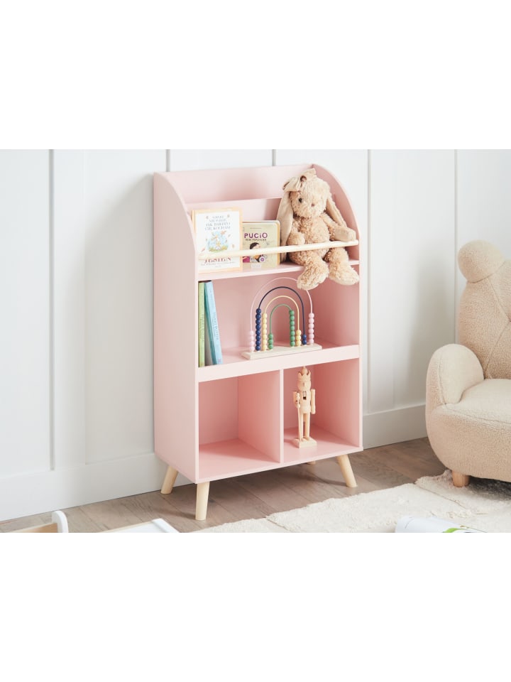 Beliani Bücherregal LILOET in Rosa/Heller Holzfarbton - (W) 60 x (H) 102 x (L) 30 cm günstig kaufen onesize