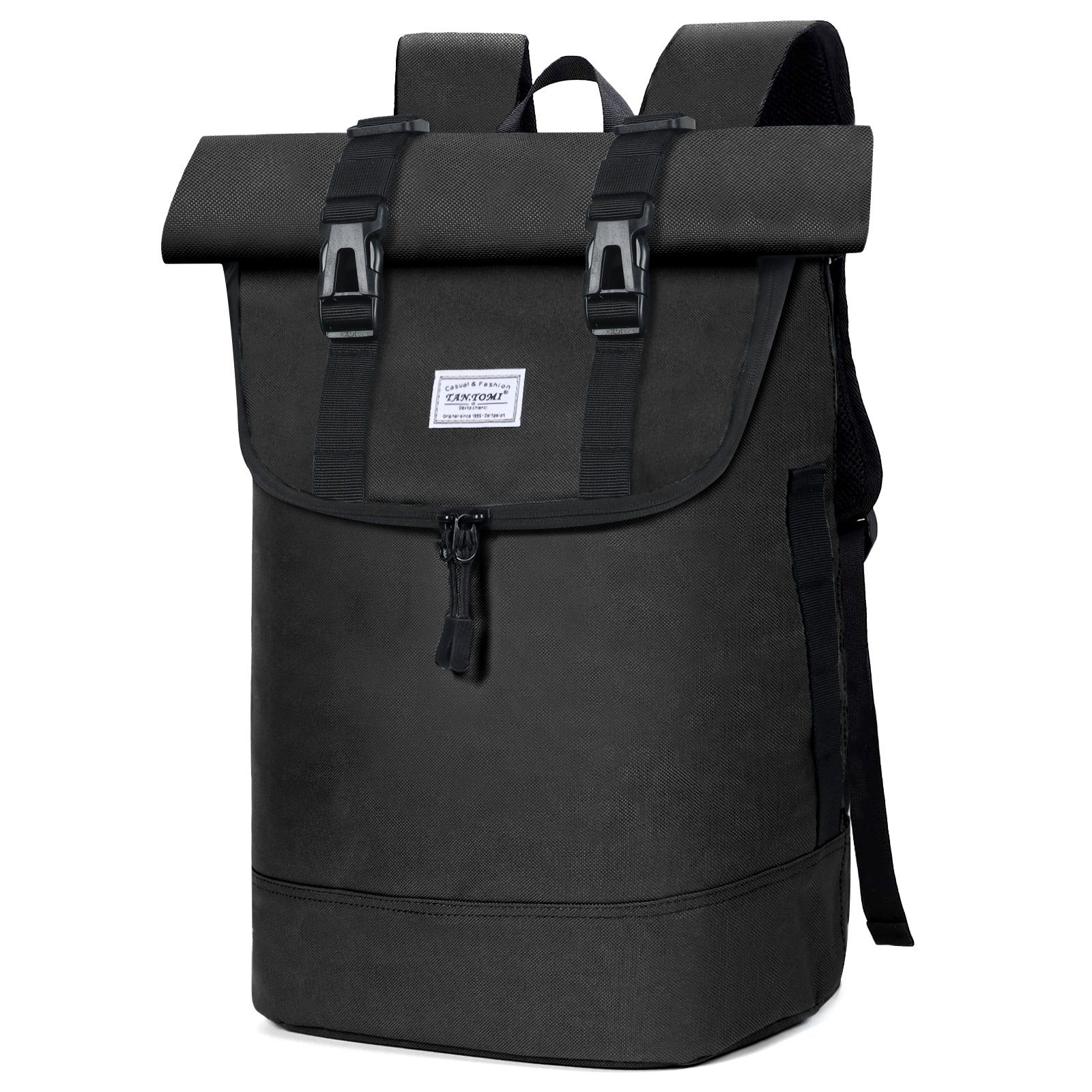TAN.TOMI Laptoprucksack Rucksack Damen Herren Wasserdichter Leichter, Lässiger Rucksack, mit Laptopfach bis 17 zoll, Modern Rolltop Daypack