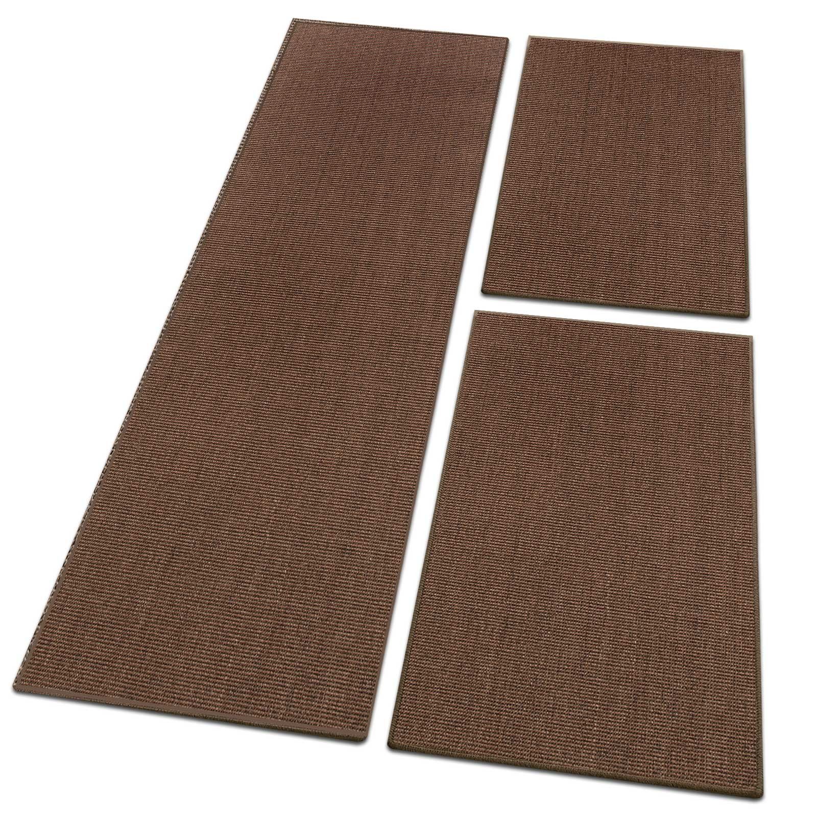 Bettumrandung Sylt Dunkelbraun, 3 Größen, Teppichläufer, ideal im Schlafzimmer Floordirekt, Höhe 6 mm, (3-tlg), Sisal