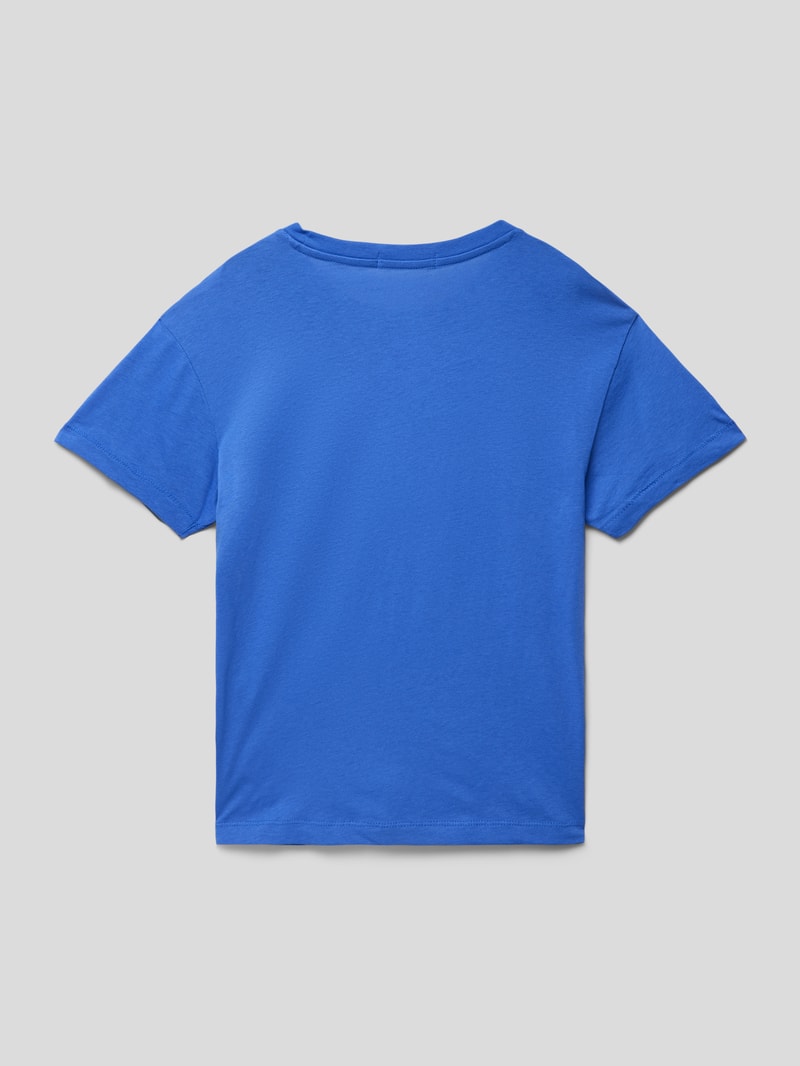 T-Shirt mit Label-Print in royalblau
