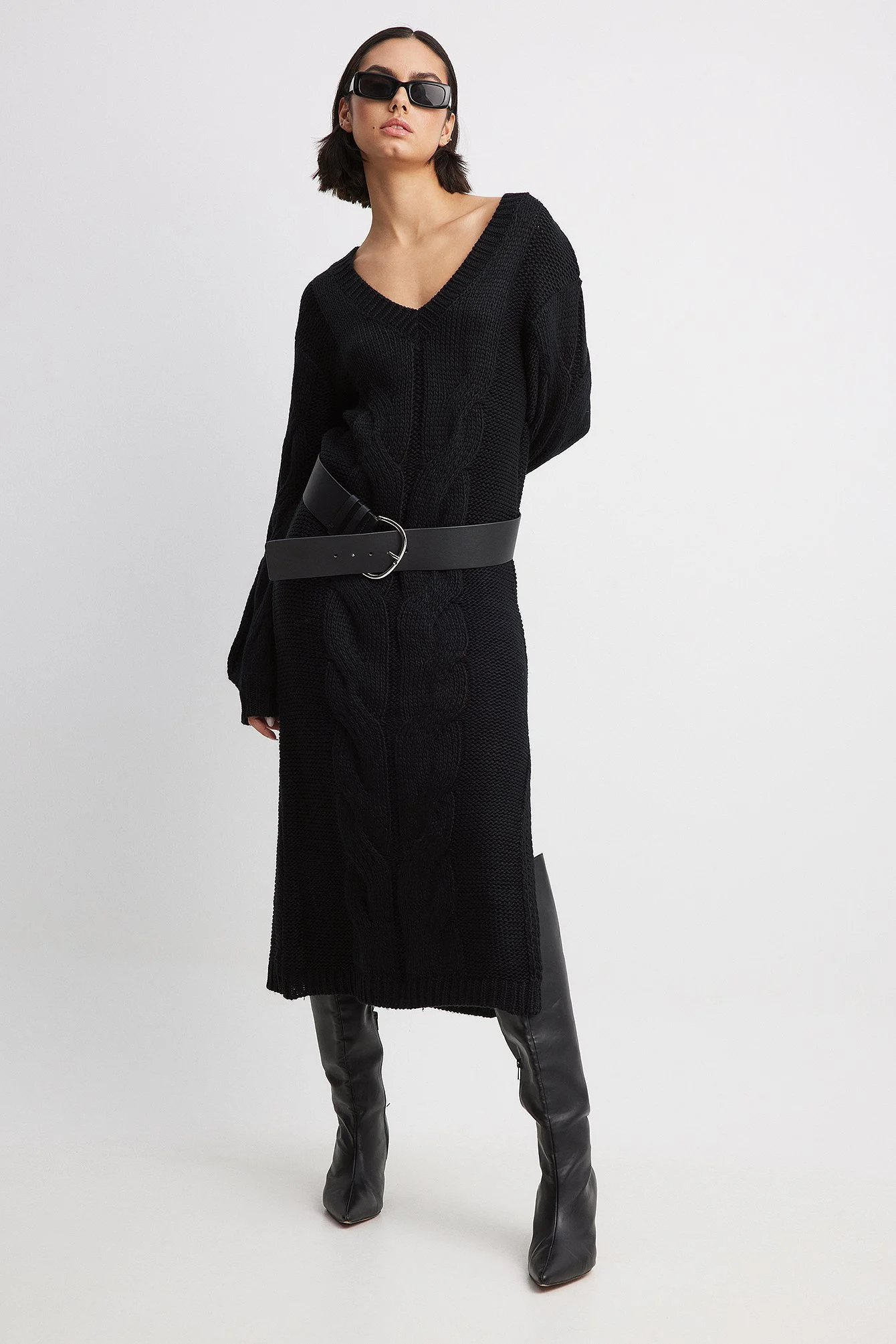 Midikleid mit Zopfmuster