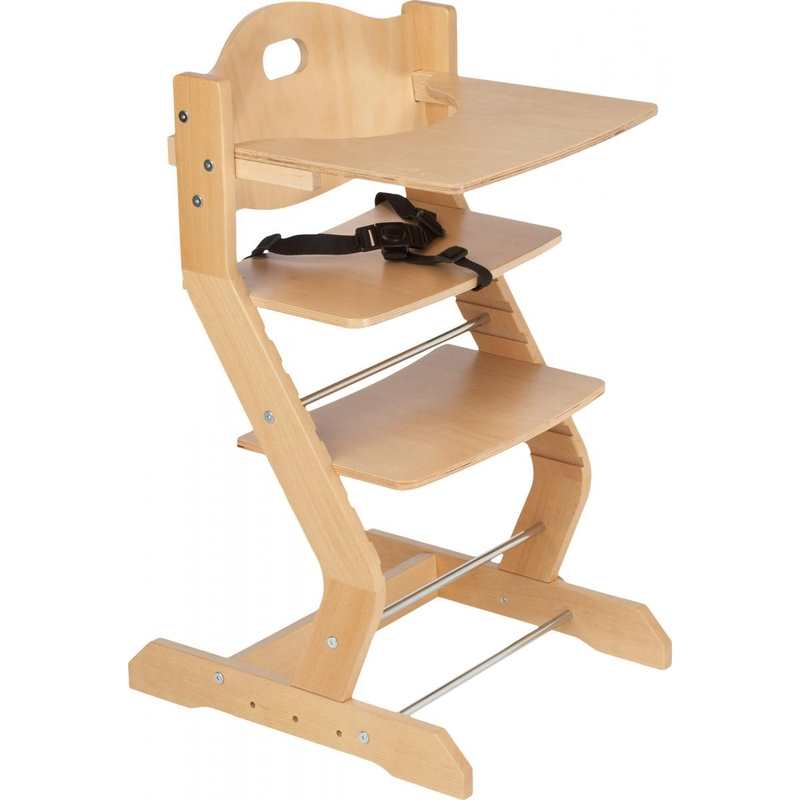 Chaise haute avec plateau naturel