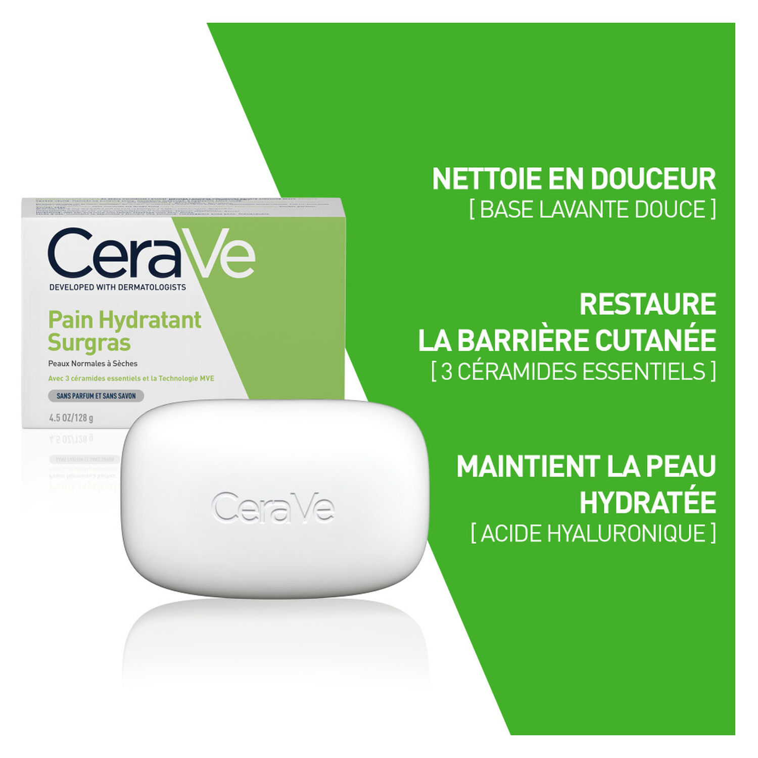Cerave Pain Hydratant Surgras Nettoie et Hydrate 128g
