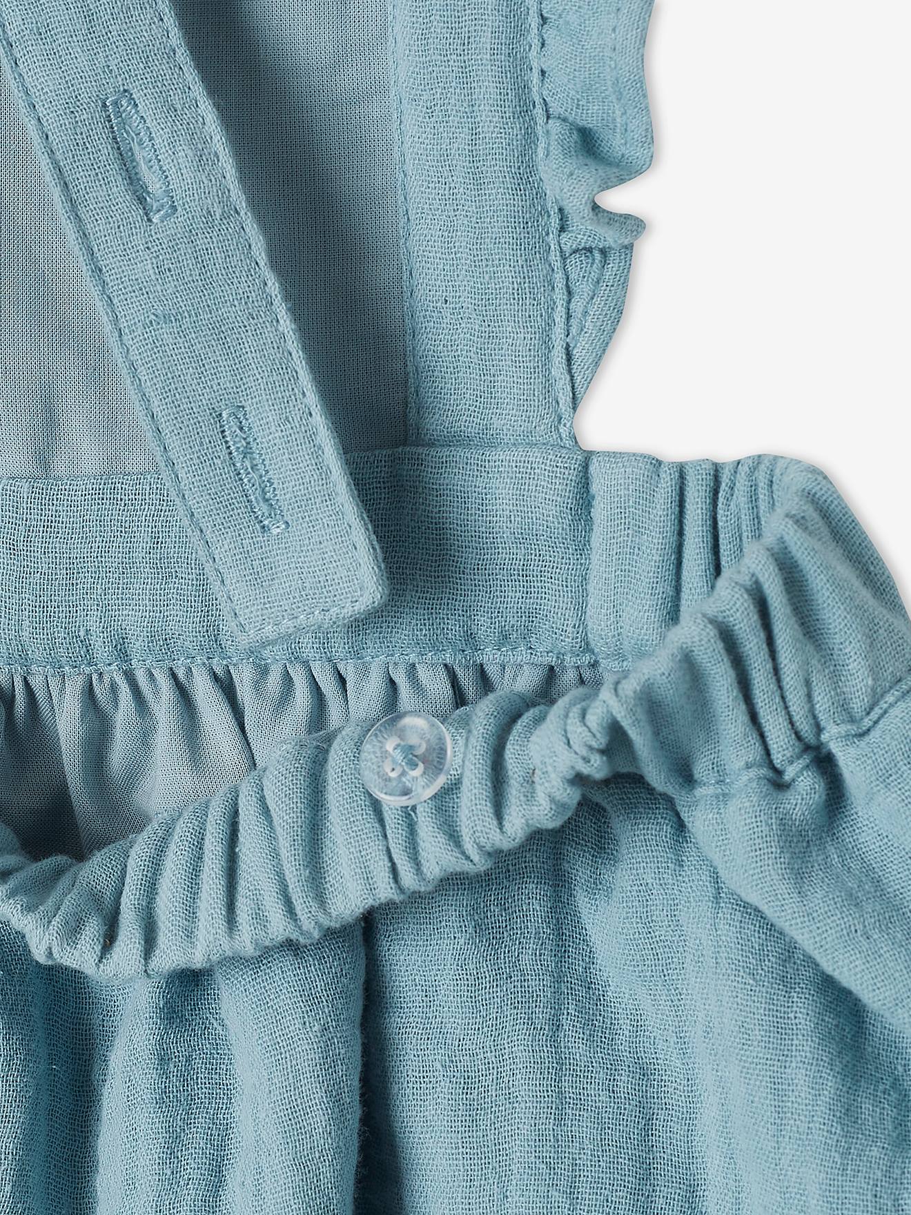 Robe-salopette en gaze de coton bébé caramel