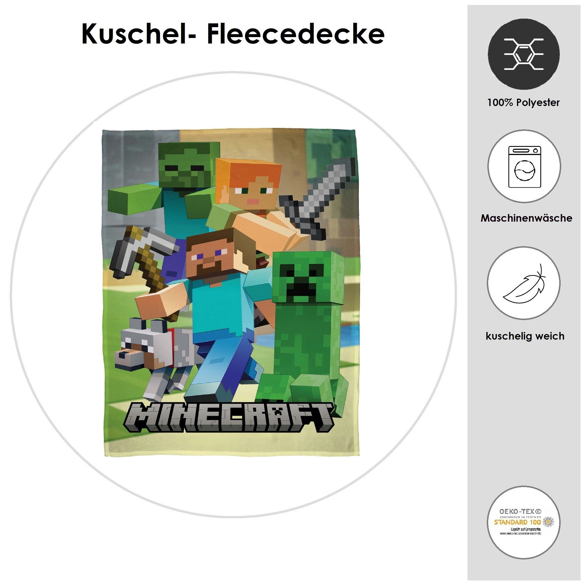 Kinderdecke Super flauschige Minecraft Kuscheldecke 