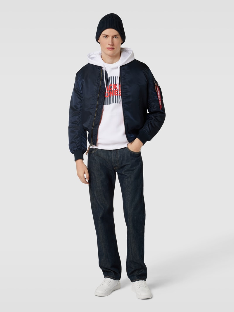 Hoodie mit Label-Print Modell 'ECORP' in weiß