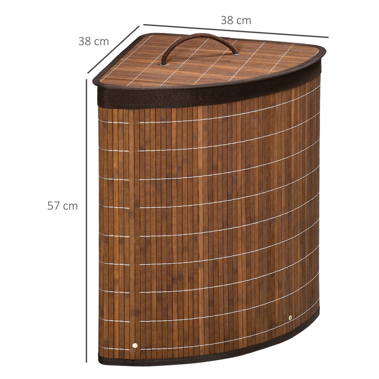 HOMCOM Wäschekorb 55L Wäschesammler Wäschebox mit Deckel, Griff, Bambus, Braun