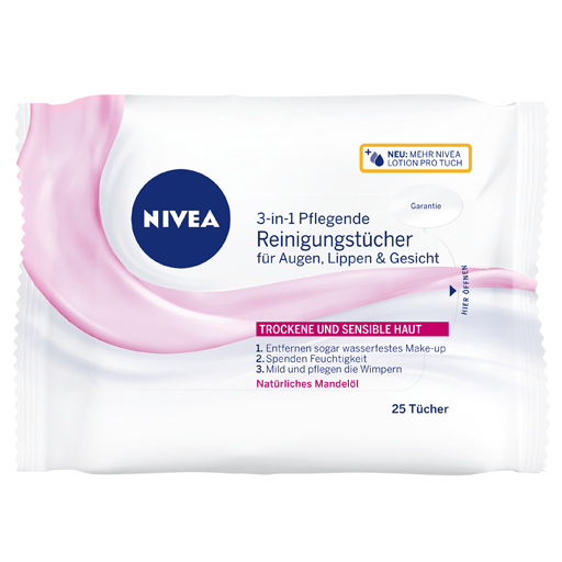 NIVEA 3in1 pflegende Reinigungstücher  25 St  Tücher