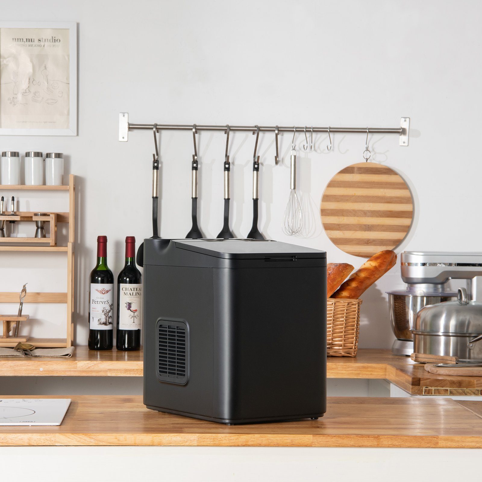 COSTWAY Eiswürfelmaschine, 9 Eiswürfel in 6-13min, 12kg 24H, Timer, Schaufel