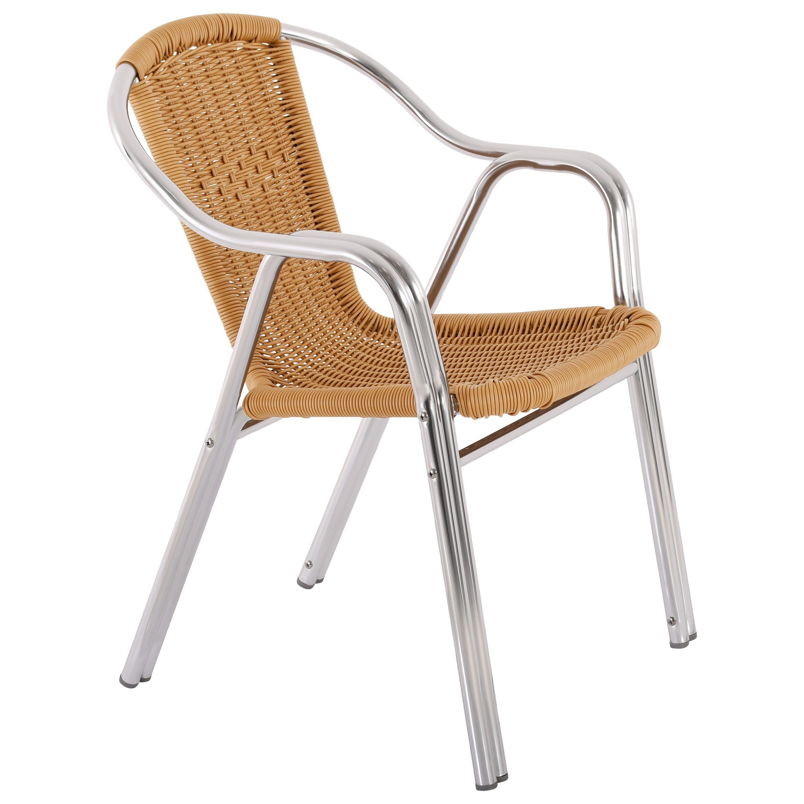 Raburg Bistrostuhl VITA in NATUR-BEIGE, Polyrattan, Alu in SILBER, verschiedene Sets (Set), hochwertiges Doppelrohr-Aluminium-Gestell, stapelbar, bis 150 kg