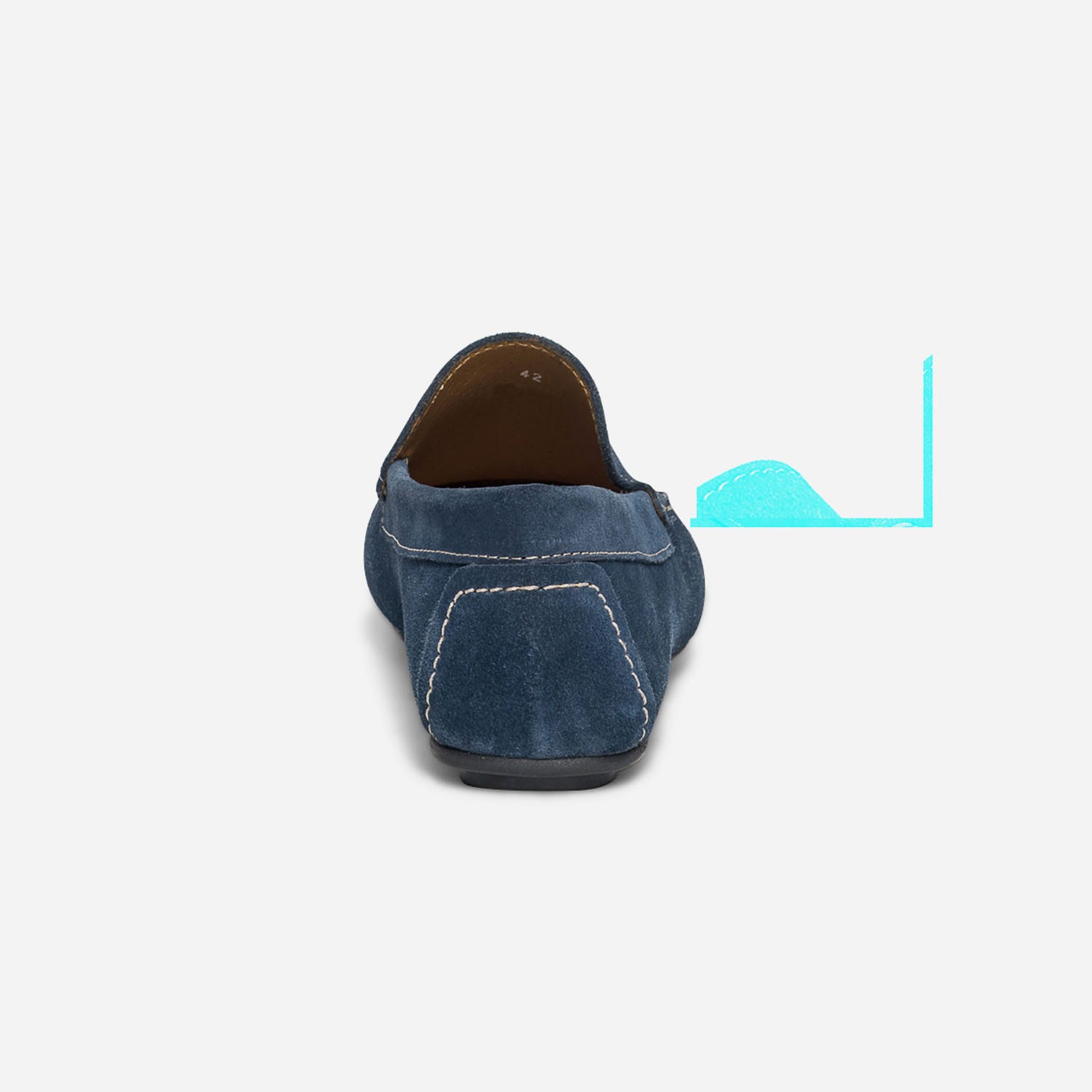 Mocassin bleu en cuir velours