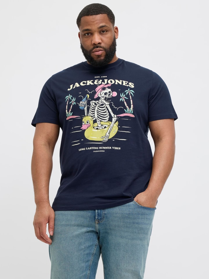 JACK & JONES PLUS T-shirt in Sky Captain günstig kaufen 4XL