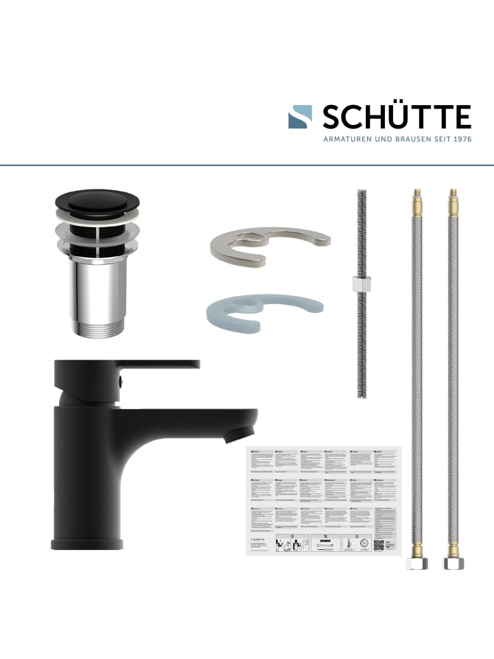 Schütte Waschtischarmatur DENVER in Schwarz matt mit PopUp - (L) 15 x (B) 5 x (H) 13 cm günstig kaufen onesize
