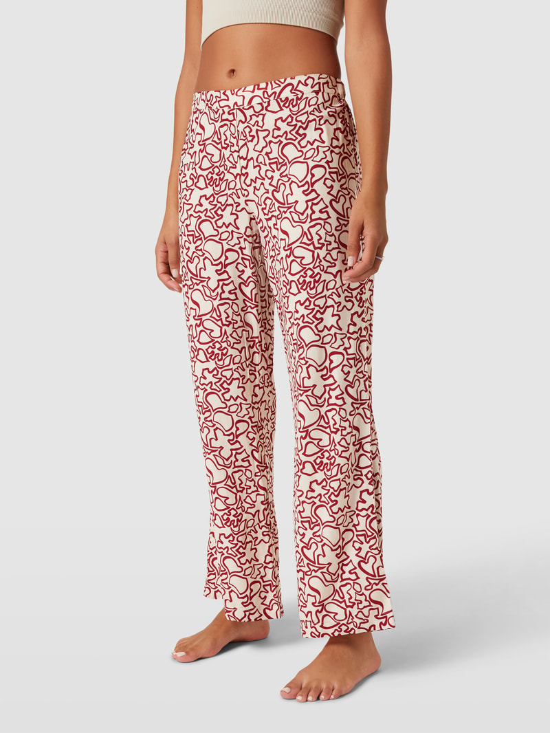 Pyjama-Hose mit Allover-Muster in dunkelrot