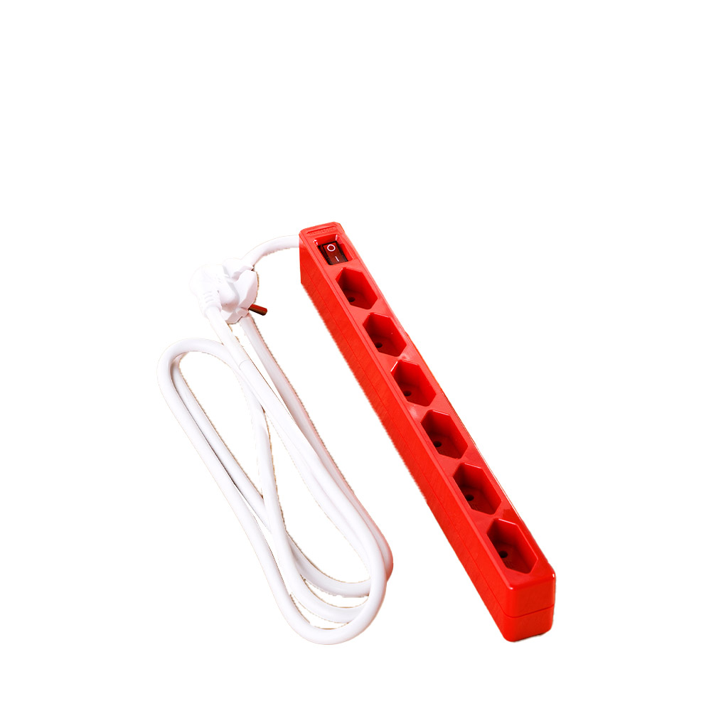 Powertec Color Powertec 6-fach Euro-Steckdose - Rot