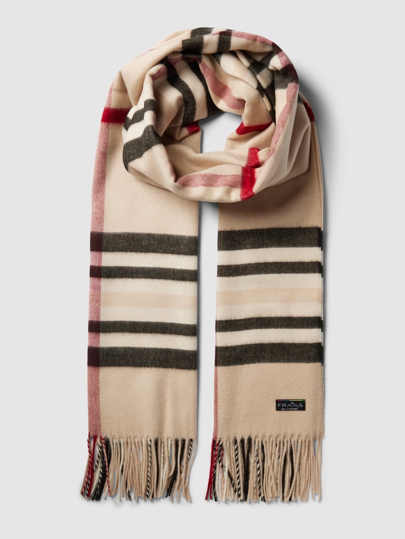 Schal mit Karomuster in beige