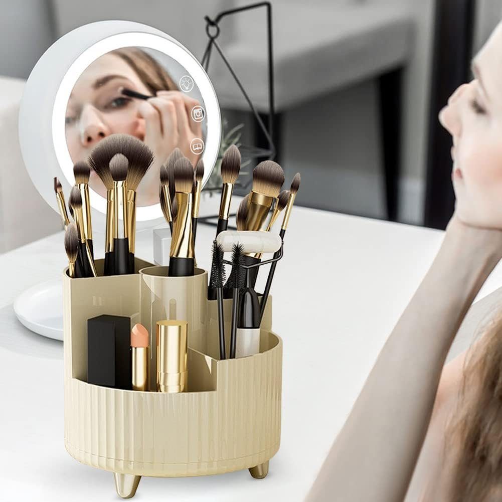 Runxizhou Kosmetikkoffer Make Up Kosmetik Organizer, 360 Drehung Beauty Organizer - Weiß
