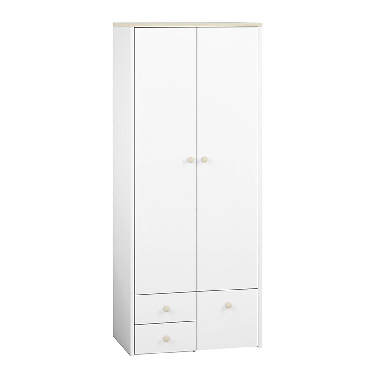 Jugendzimmer Set Schreibtisch und Schränke ELVA-131 in weiß mit Fjord Buche Nb., B/H/T: ca. 442/193/51 cm