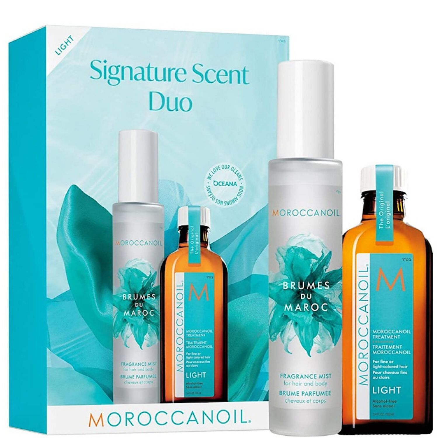 Moroccanoil Signature Scent Duo Coffret Traitement à l'Huile d'Argan 100 ml Light + Brumes du Maroc 100 ml