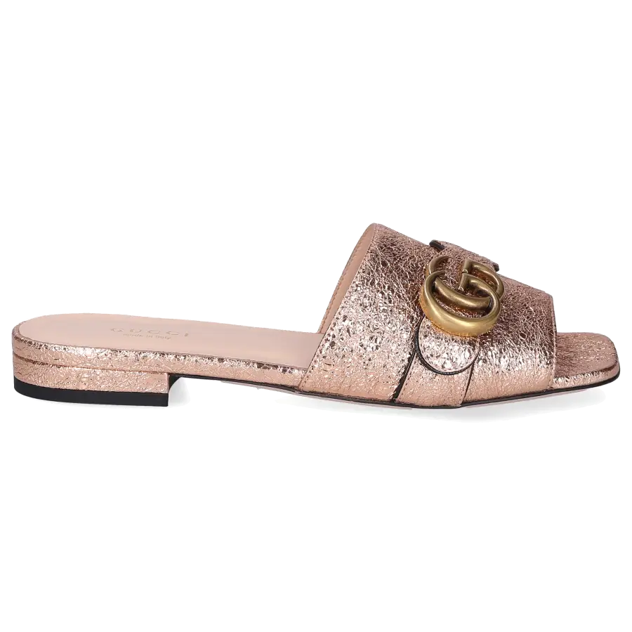Gucci - Sandalen DKT00 Kalbsleder Logo Crinkled rosé - pink