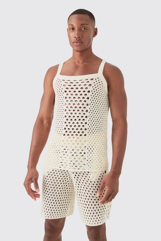 Muscle-Fit Strick-Tanktop mit Shorts