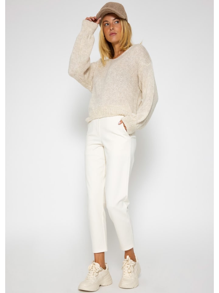 SASSYCLASSY Pullover mit V-Ausschnitt in beige günstig kaufen