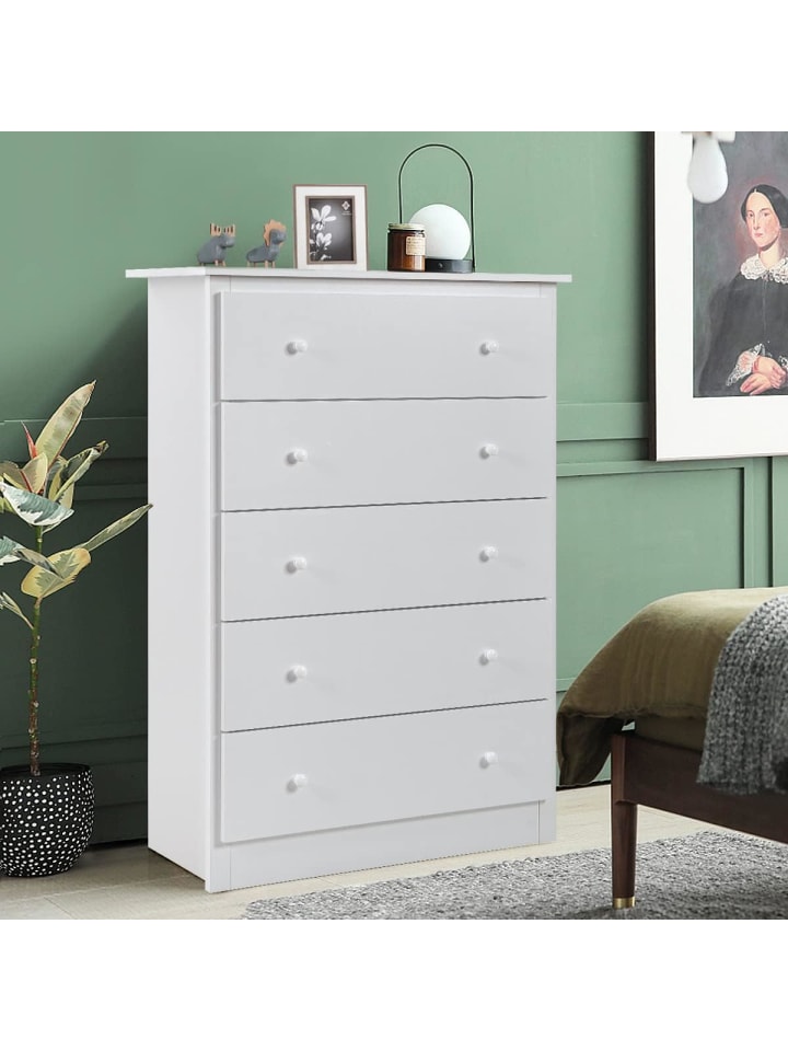 COSTWAY Sideboard mit 5 Schubladen 115cm in Weiß günstig kaufen onesize
