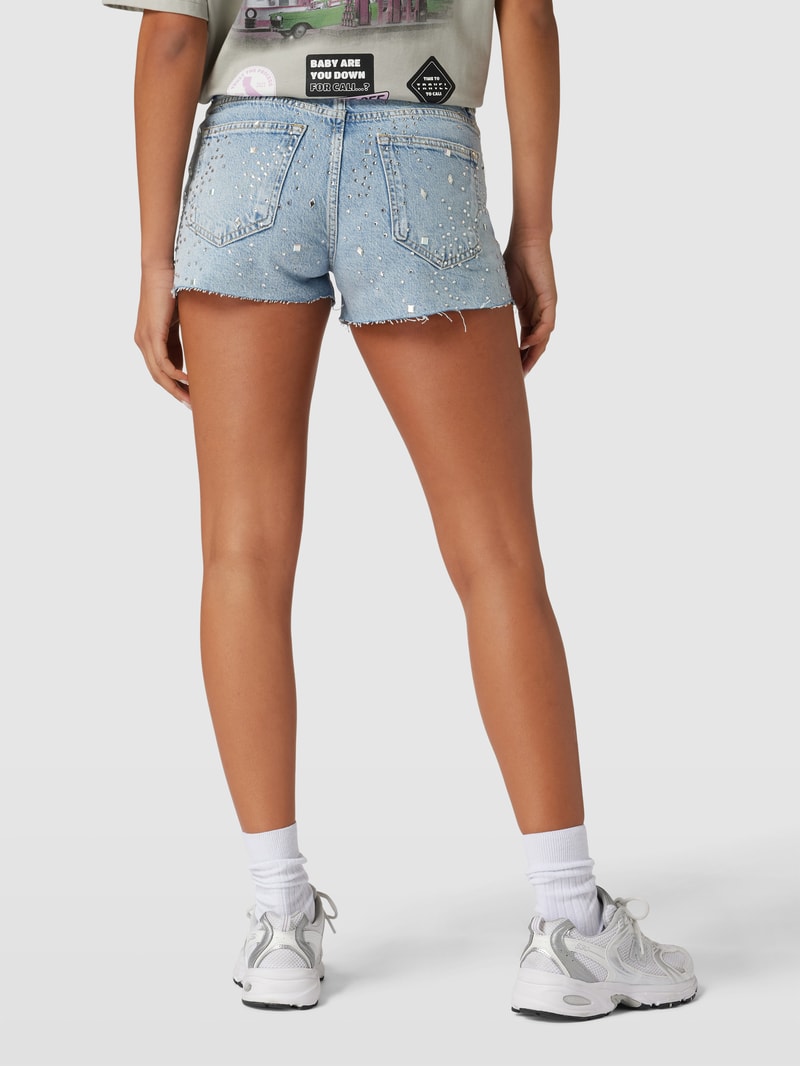 Jeansshorts mit Strasssteinbesatz in bleu