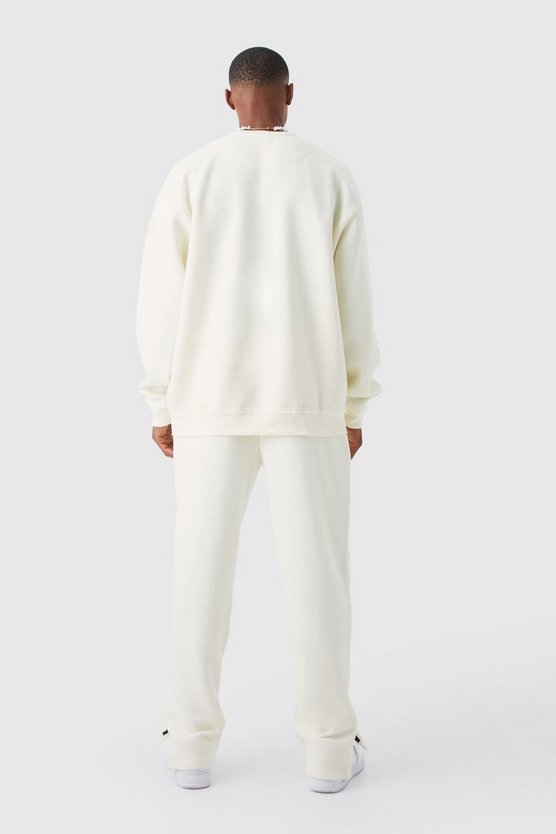 Oversize Sweatshirt-Trainingsanzug mit rohem Saum