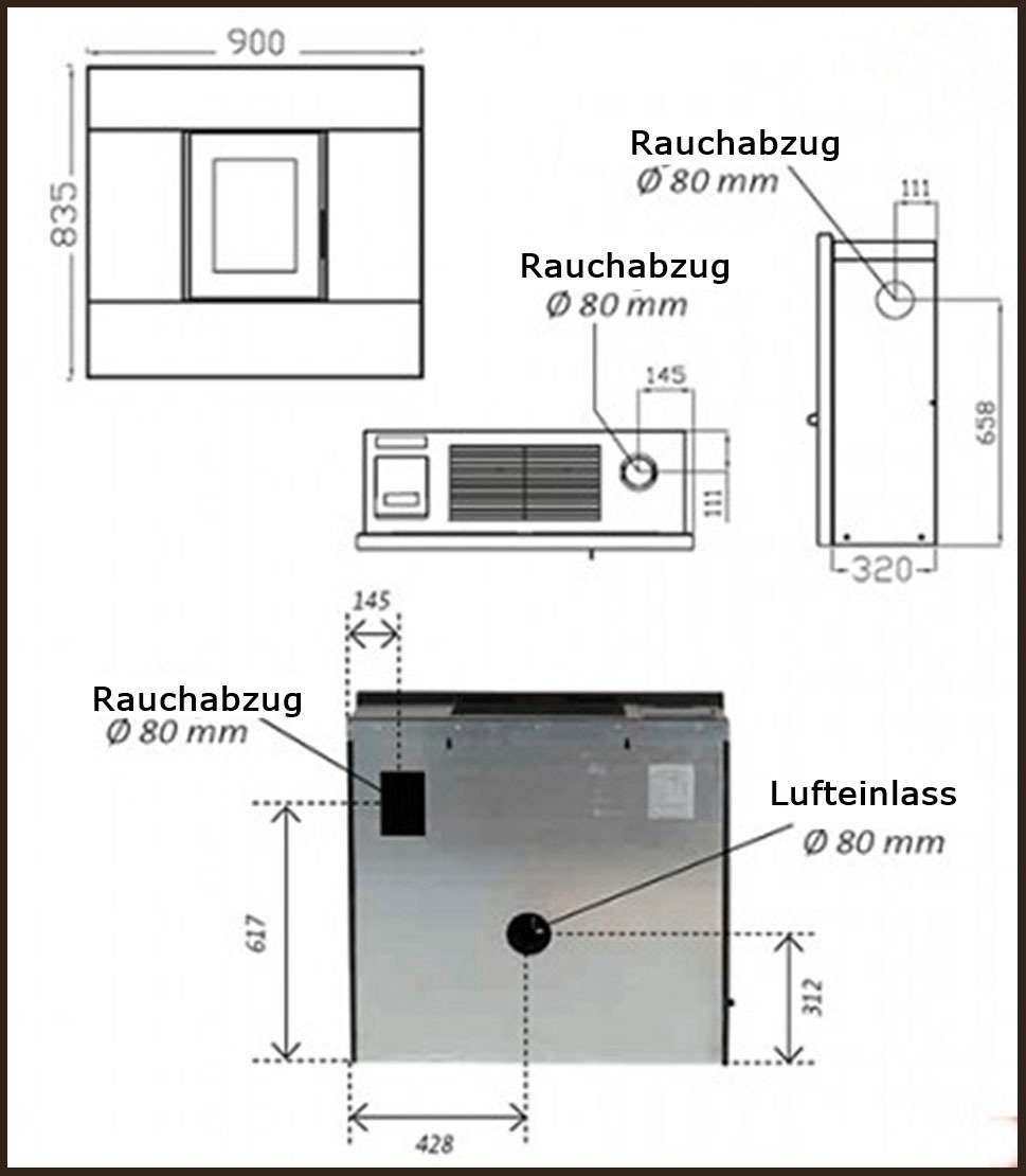 interstoves Pelletofen Scarlett 9, 8 kW, Zeitbrand, (1-tlg), ideal für den Flur, slim Pelletofen