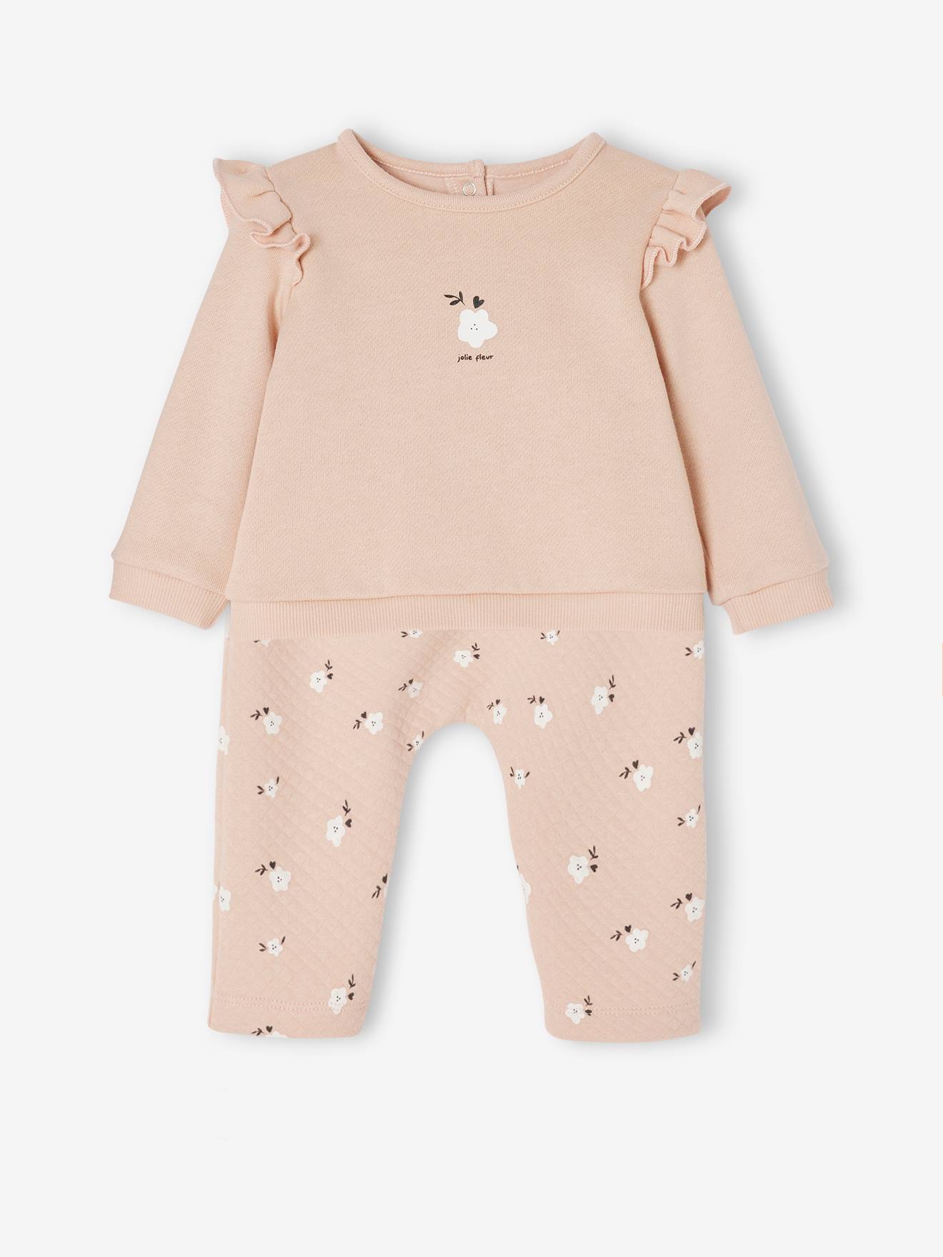 Vertbaudet Baby-Set: Sweatshirt & Hose - grau meliert