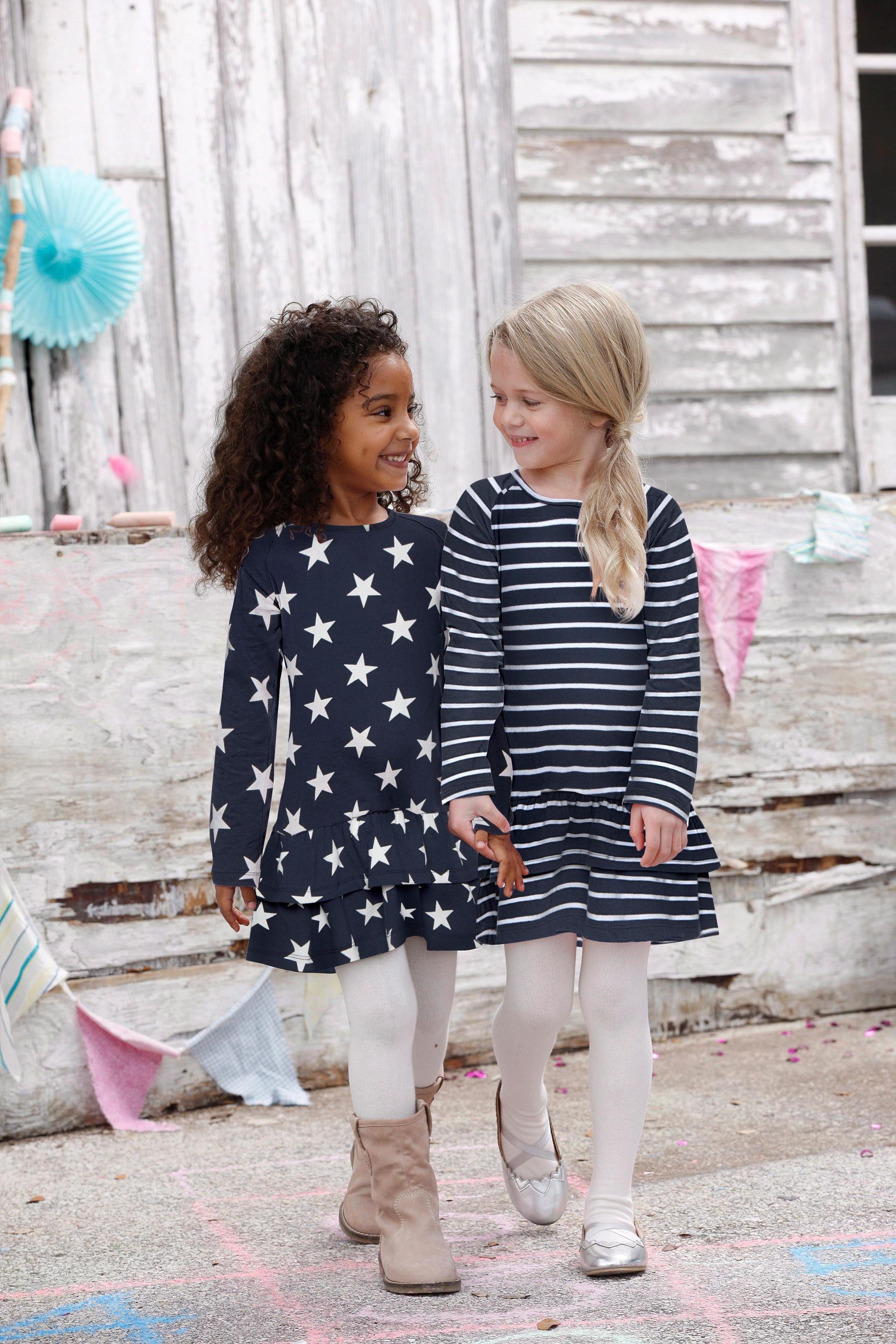 KIDSWORLD Jerseykleid STERNE (Packung, 2-tlg) mit Ringel und Sternen