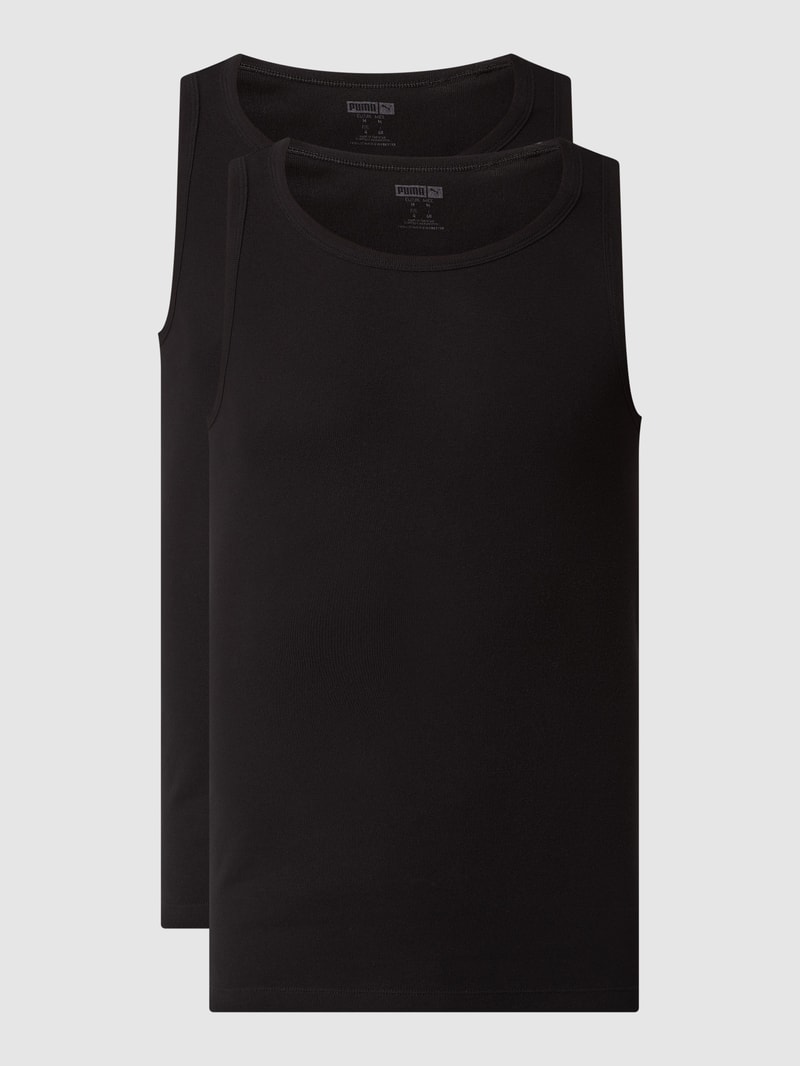 Regular Fit Tanktop aus Baumwolle im 2er-Pack in schwarz