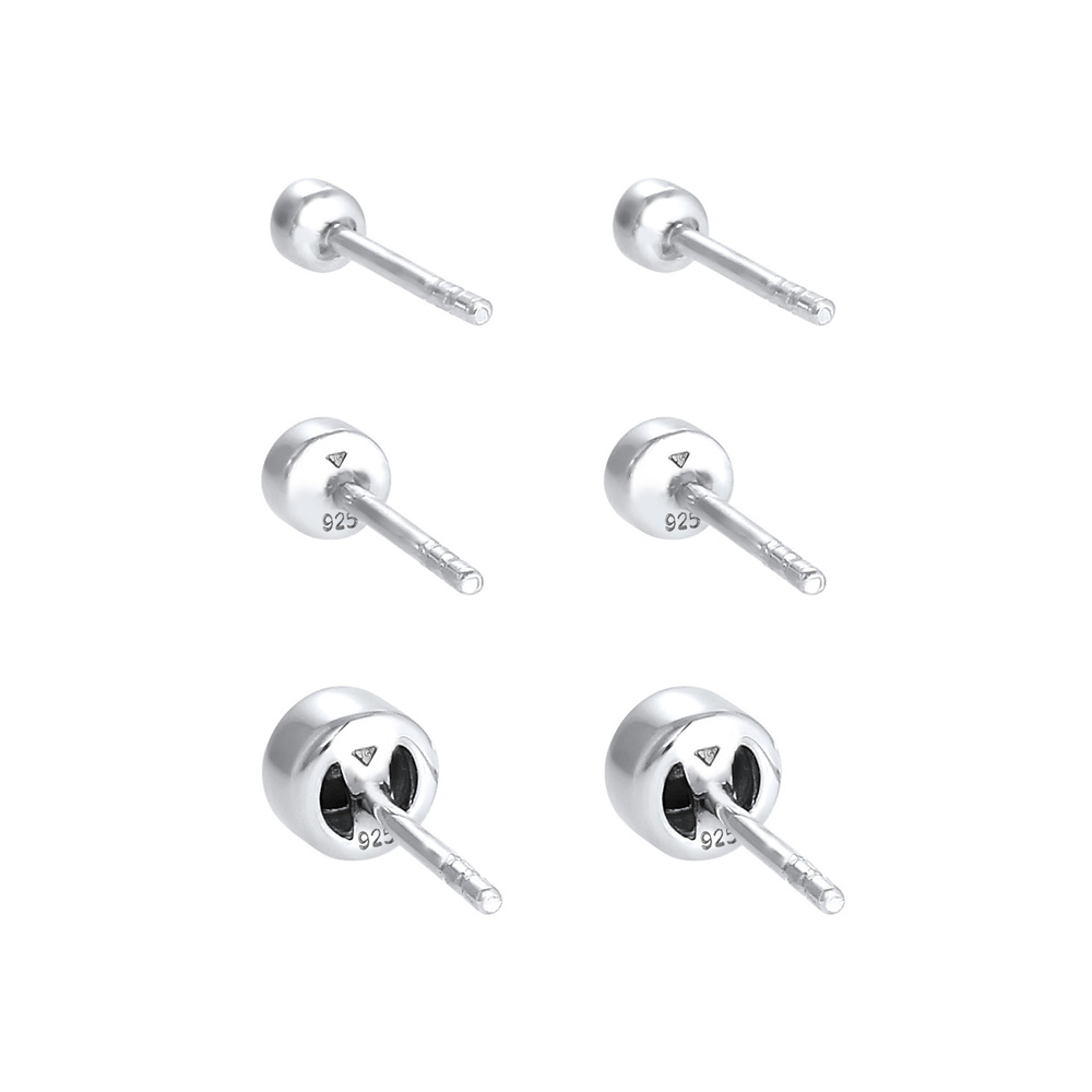 Elli Elli Boucles d'Oreilles Clous d'oreilles pour Femmes Basique Set de 3 avec crista Boucles d'oreilles