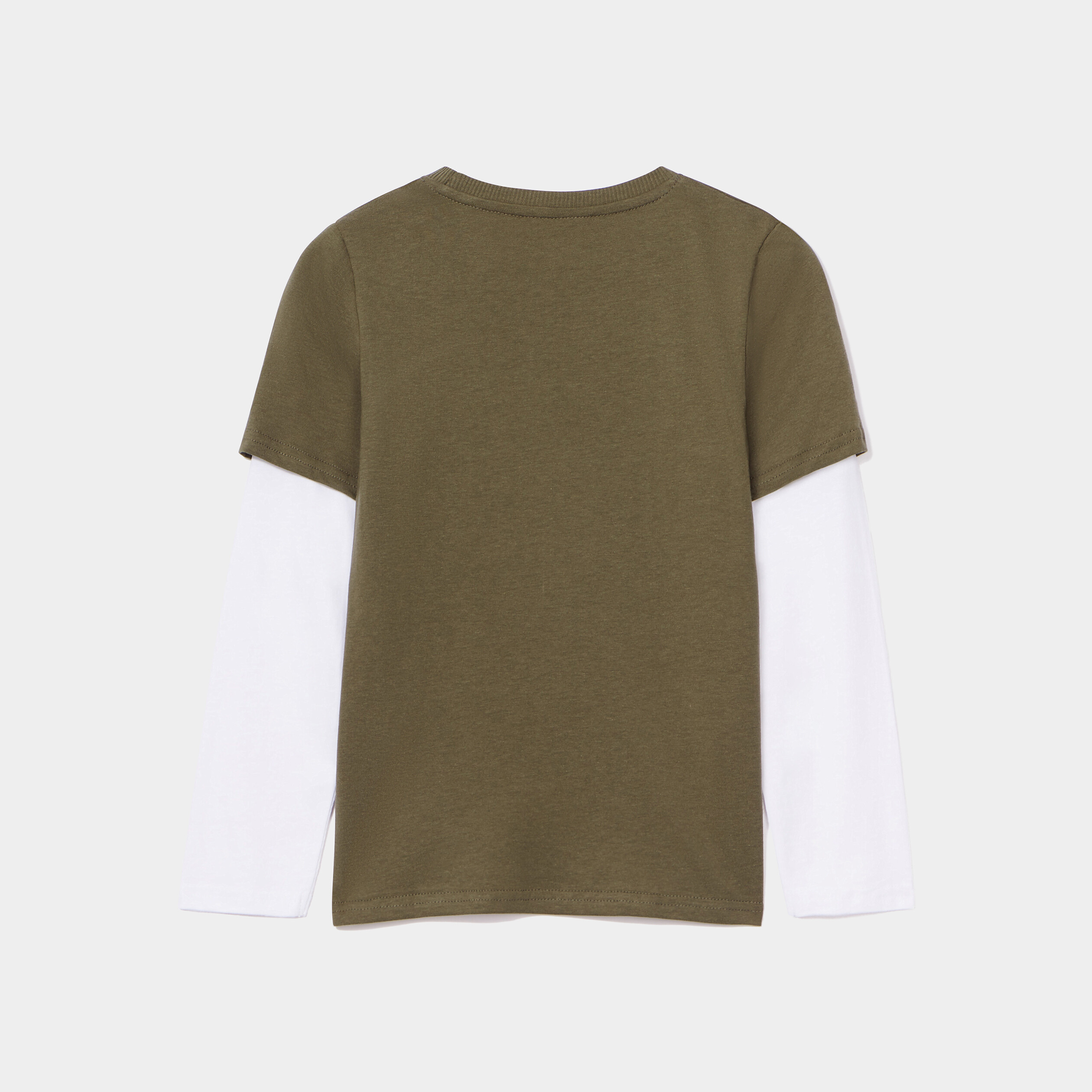 T-shirt effet 2-en-1 coton Liberto vert kaki garçon | La Halle